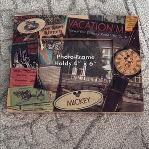 Vintage Y2K Wood Disney Mickey Mouse Vacation Club Collage Photo Frame, 4x6